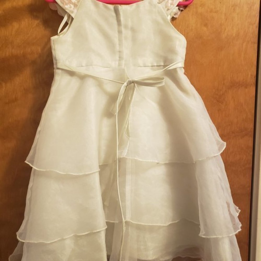 Sea Foam Green sleeveless 3-tiered dress with Flowers Size 3T - Picture 2 of 4